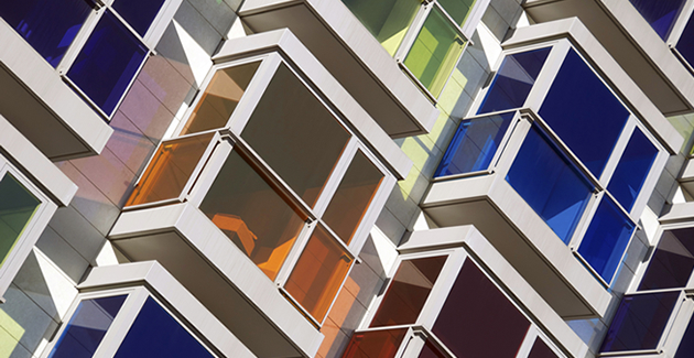 Stock image of windows of different colors