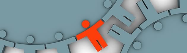 Stock image of gears with people